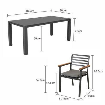 Vernon 180 cm Table Lotus Chair Outdoor Dining Setting