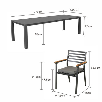 Vernon 270 cm Table Lotus Chair Outdoor Dining Setting