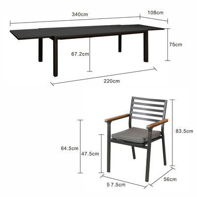 Coda Extension Table Lotus Chair Outdoor Dining Setting