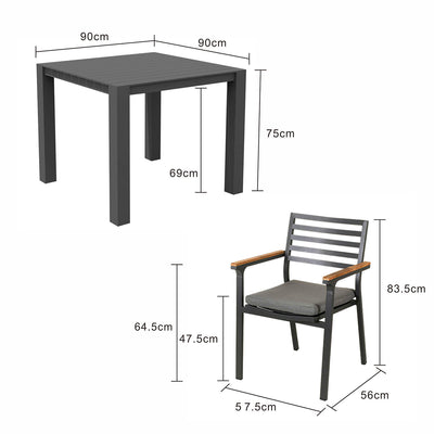 Vernon 90 cm Table Lotus Chair Outdoor Dining Setting