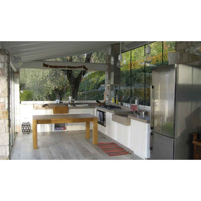 Heatscope Outdoor Vision 3200W heater providing warmth in an outdoor kitchen, enhancing comfort and functionality for outdoor living.