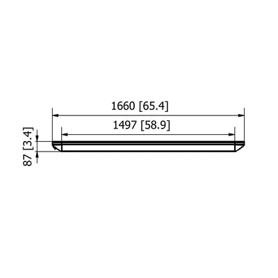Top view diagram showing the dimensions of the Heatscope Outdoor Vision 3200W heater, perfect for heating outdoor living spaces efficiently.