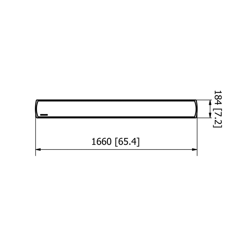 Front view diagram illustrating the measurements of the Heatscope Outdoor Vision 3200W heater, ideal for providing warmth in outdoor living areas.