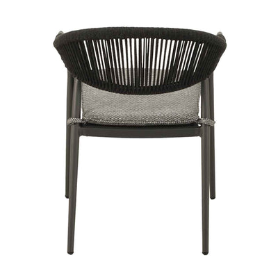 Outdoor furniture: The Windsor Dining Chair, a rope chair with charcoal frame and fabric, perfect for outdoor dining.