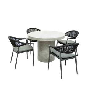 Zen Round Table Windsor Rope Chair Outdoor Dining Setting
