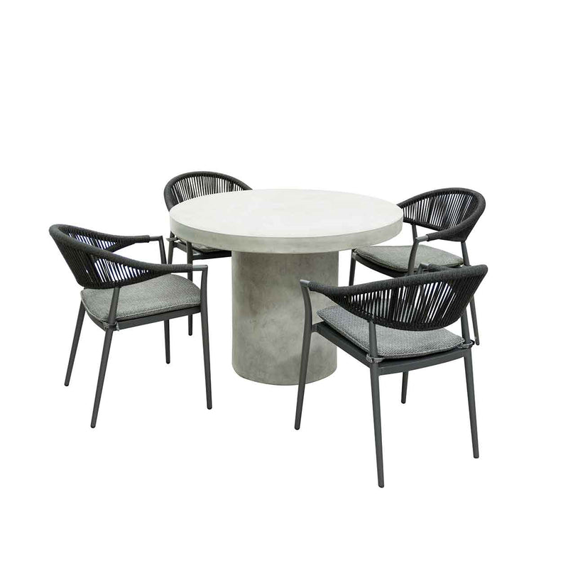 Zen Round Table Windsor Rope Chair Outdoor Dining Setting
