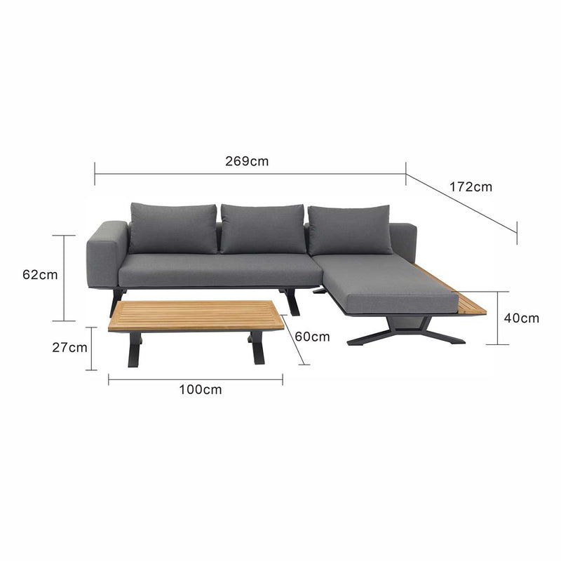 Zedd 4 Seater Outdoor Aluminium Lounge