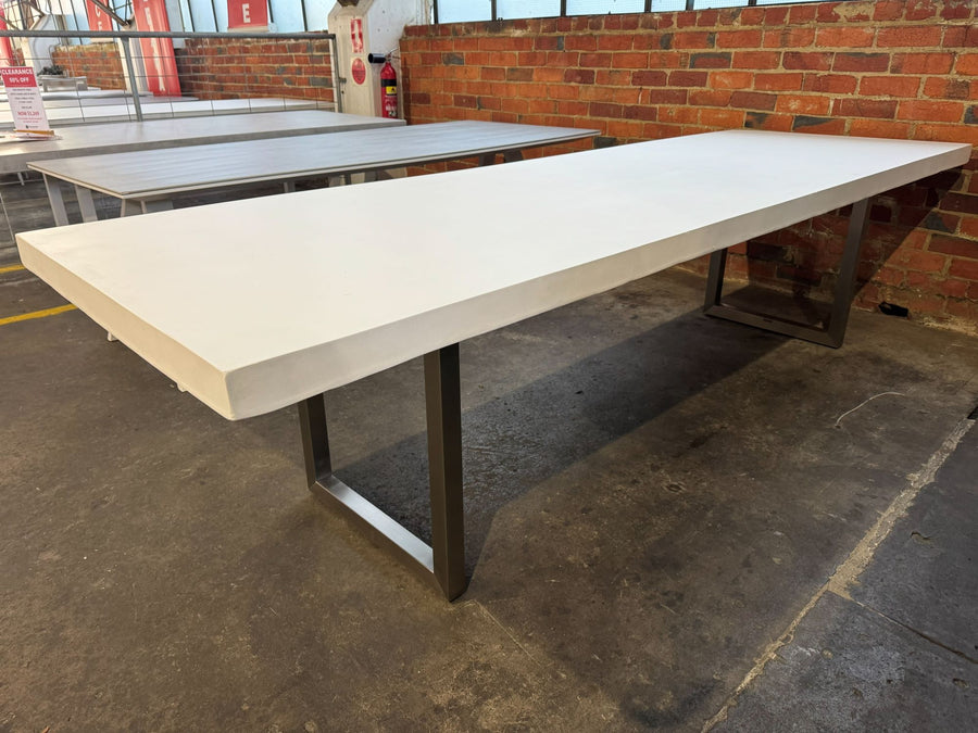 [Clearance] Last One Zen Outdoor Concrete Dining Table With Stainless Steel U Shape Leg 300 cm at Moorabbin (MOR) VIC Store Only