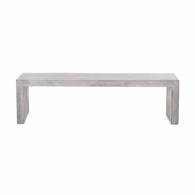 Zen concrete outdoor bench, perfect for alfresco furniture setups, displayed on a plain white background, viewed from the front.