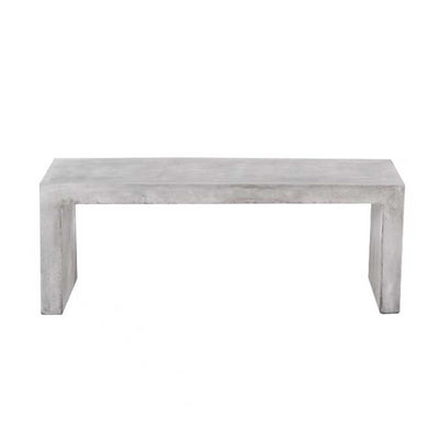 A minimalist, 120cm, sturdy concrete bench, perfect for outdoor concrete seating, displayed on a plain white background, viewed from the front.