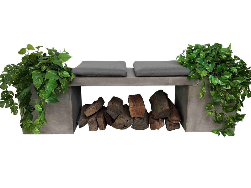 Zen Outdoor Concrete Bench with Planter 167 cm