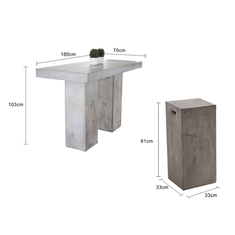 Zen Table and Stool Outdoor Bar Setting 7PC