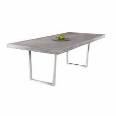 Zen Outdoor Concrete Dining Table With Stainless Steel Trapezoid Leg 210 cm