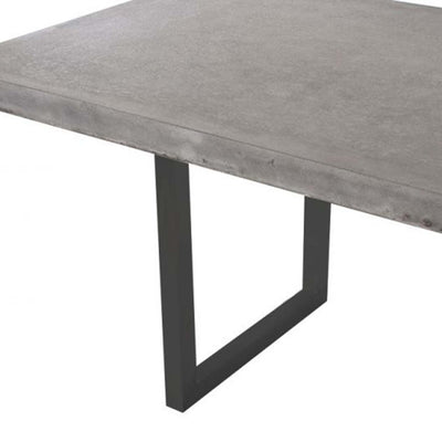 Zen square concrete table from our outdoor furniture collection, with customizable teak or metal legs.