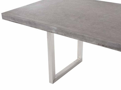 Zen Outdoor Concrete Dining Table With Stainless Steel U Shape Leg 300 cm