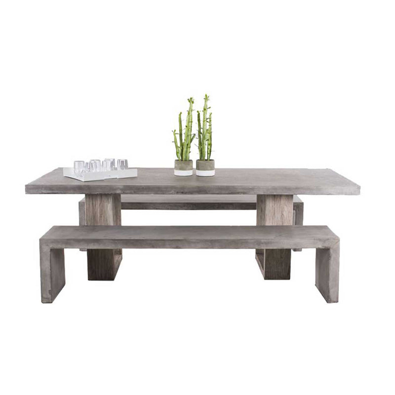 Zen Table and Bench Outdoor Dining Setting 3PC