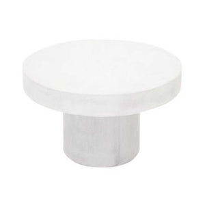 Zen round outdoor concrete coffee table, 66 cm, set on a plain white background. The coffee table is in a white colour.