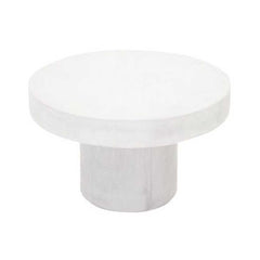 Zen round outdoor concrete coffee table, 66 cm, set on a plain white background. The coffee table is in a white colour.