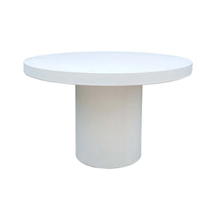 White, round, 105 cm concrete 'Zen' outdoor dining table, perfect for alfresco furniture setups, displayed on a plain white background, viewed from the front.