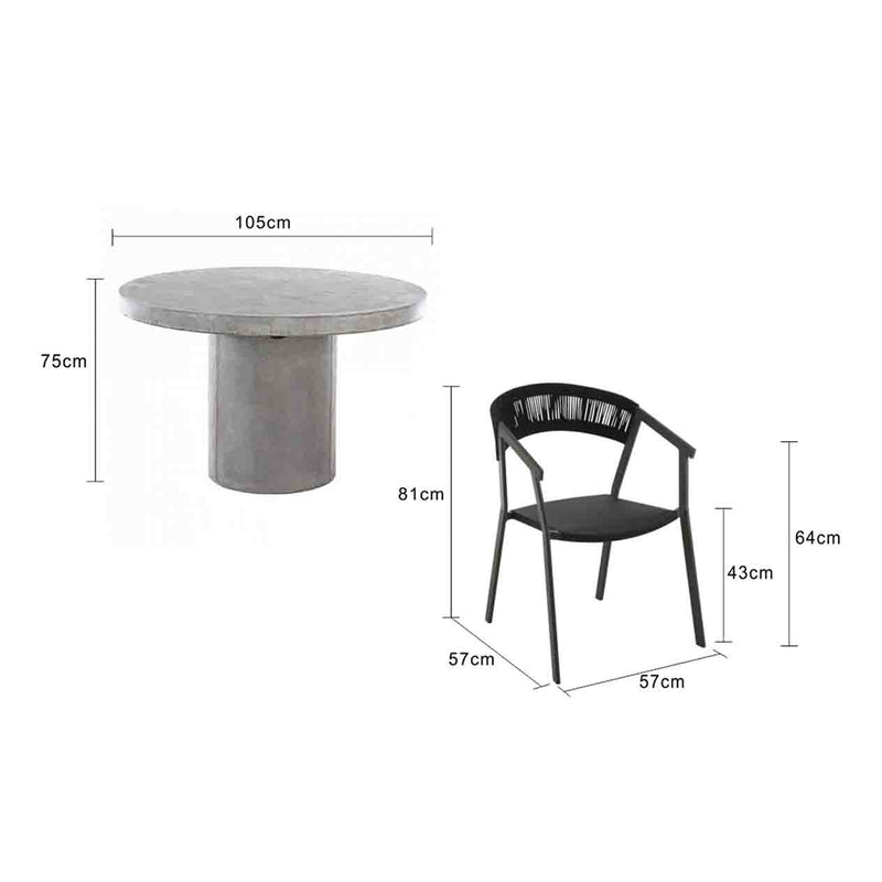 Zen Round Table Auto Rope Chair Outdoor Dining Setting