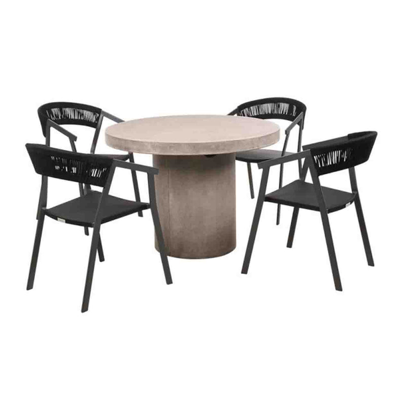 Zen Round Table Auto Rope Chair Outdoor Dining Setting 5PC