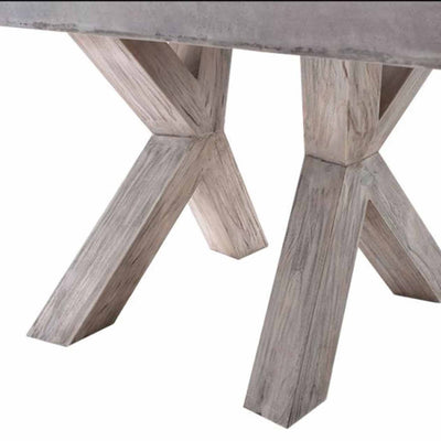 Zen Outdoor Concrete Dining Table 160 cm With Teak Cross Leg