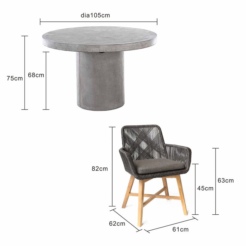 Zen Round Table Armenia Wicker Chair Outdoor Dining Setting