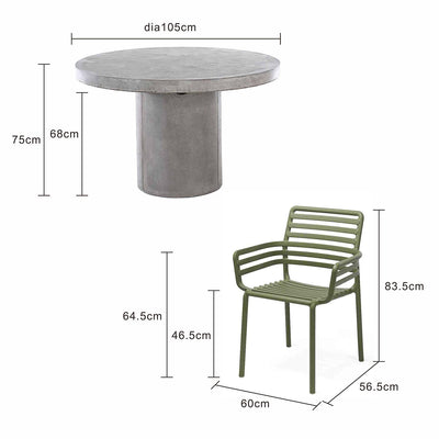 Zen Round Table Doga Dining Armchair Outdoor Dining Setting