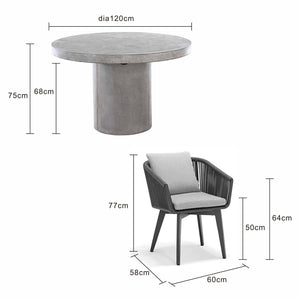 Zen 120 cm Table Truro Chair Outdoor Dining Setting