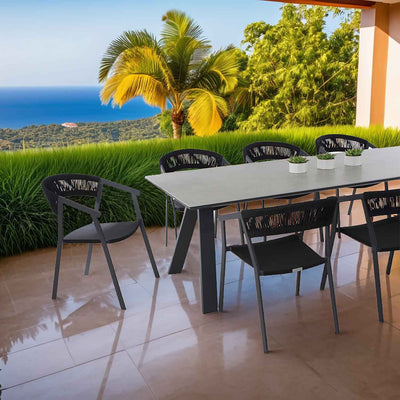 Neverland II Extension Table Auto Rope Chair Outdoor Dining Setting