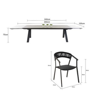 Neverland II Extension Table Auto Rope Chair Outdoor Dining Setting