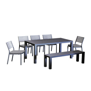 Vernon 180 cm Table Vernon 160 cm Bench and Coda Chair Outdoor Dining Setting