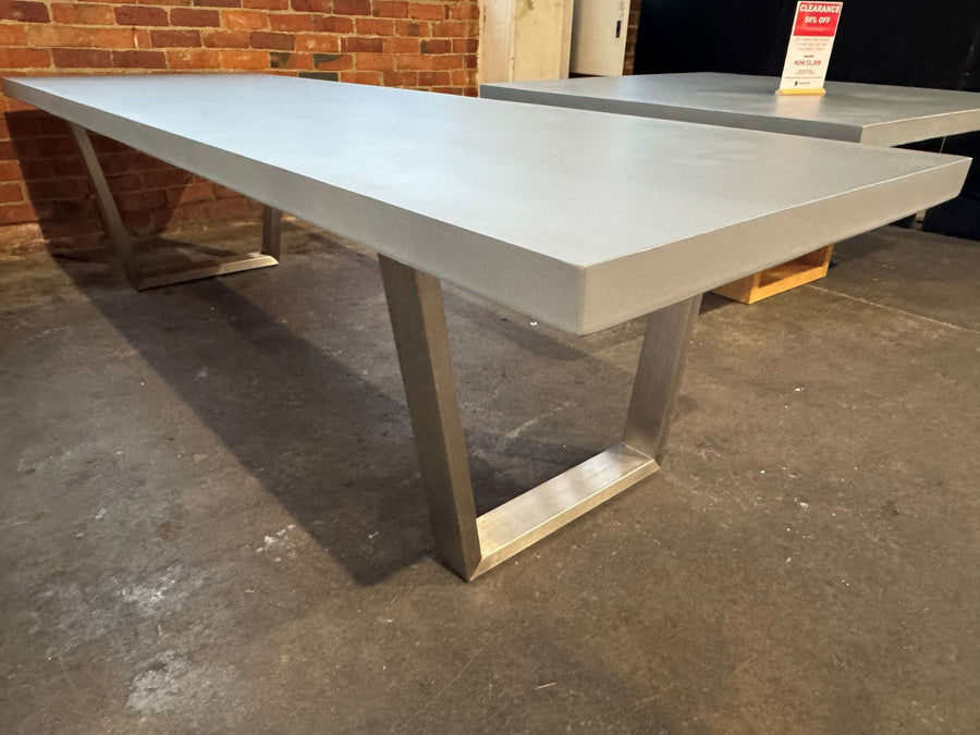 [Clearance] Last One Zen Outdoor Concrete Dining Table 300 cm With Stainless Trapezoid Shape Leg at Moorabbin (MOR) VIC Store Only