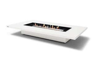 White rectangular EcoSmart Daiquiri 70 outdoor firepit displayed on a plain white background, viewed from a front angle.
