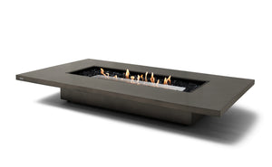 Grey rectangular EcoSmart Daiquiri 70 outdoor firepit displayed on a plain white background, viewed from a front angle.