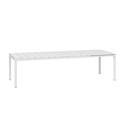 White 210/280 cm Nardi Rio Resin Extension Dining Table, ideal for alfresco furniture setups, displayed on a plain white background, viewed from a front angle.
