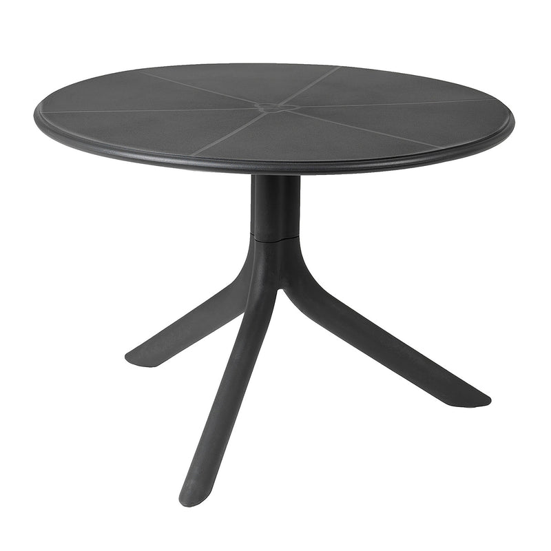 A black resin Nardi Spritz balcony table, perfect for alfresco furniture setups, displayed on a plain white background, viewed from a front angle.
