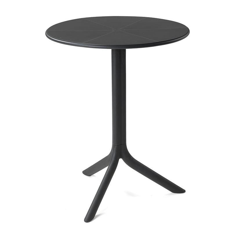 A black resin Nardi Spritz balcony table, perfect for alfresco furniture setups, displayed on a plain white background, viewed from a front angle.