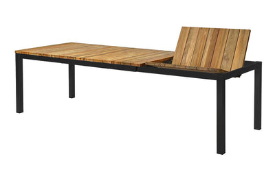 Charcoal and white Chicago Extension Teak Outdoor Dining Table, a piece of Outdoor Furniture.