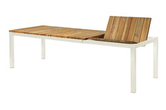 Charcoal and white Chicago Extension Teak Outdoor Dining Table, a piece of Outdoor Furniture.