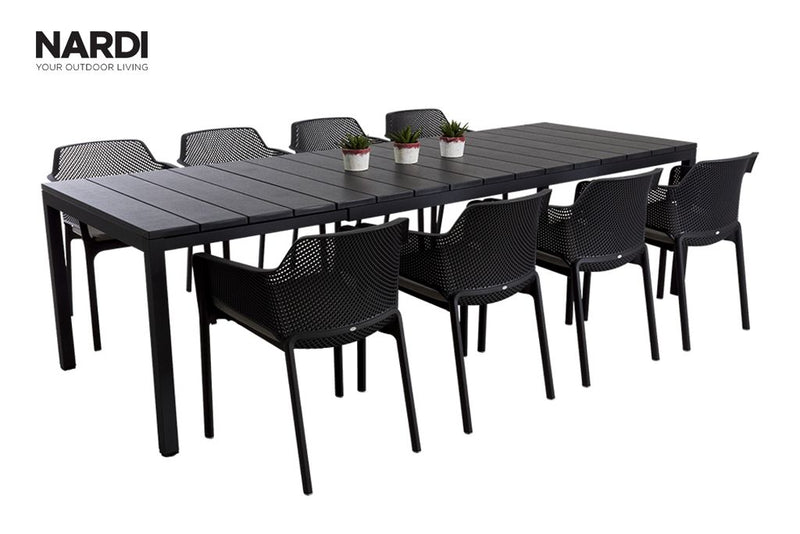 Nardi Rio Table Net Chair Outdoor Dining Setting 9PC