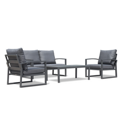 Nottingham outdoor furniture collection in charcoal or white, includes 4/5-seater sets with coffee table