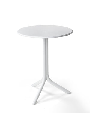 White 60.5 cm Nardi Spritz Outdoor Resin Round Dining Table, ideal for alfresco furniture setups, displayed on a plain white background, viewed from the front.