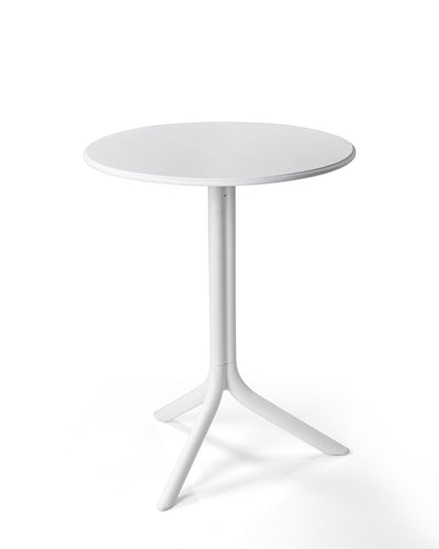 White 60.5 cm Nardi Spritz Outdoor Resin Round Dining Table, ideal for alfresco furniture setups, displayed on a plain white background, viewed from the front.