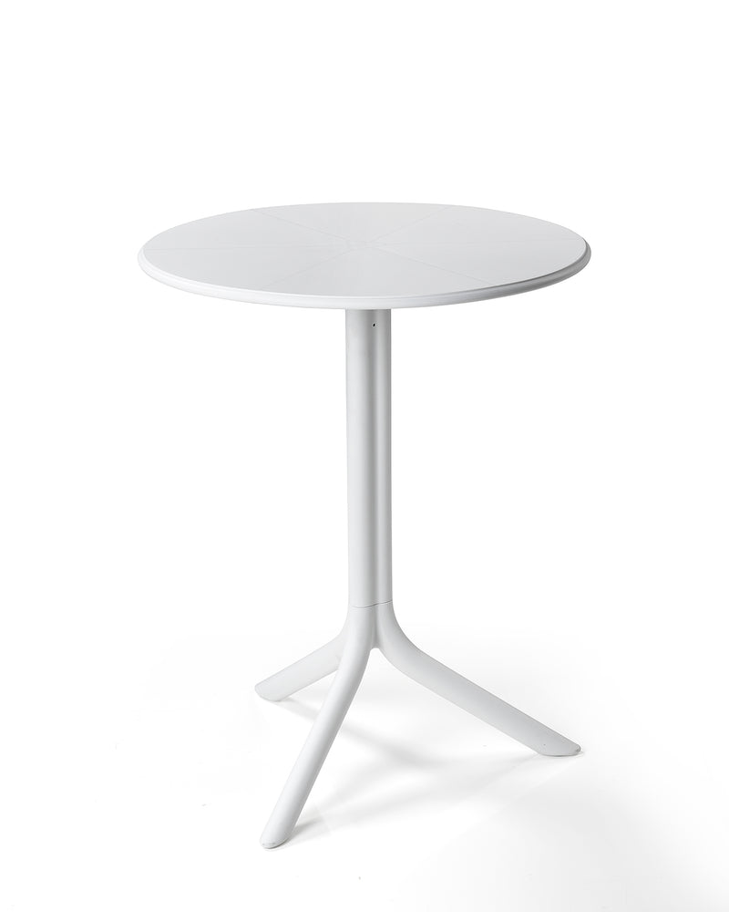 White 60.5 cm Nardi Spritz Outdoor Resin Round Dining Table, ideal for alfresco furniture setups, displayed on a plain white background, viewed from the front.