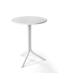 White 60.5 cm Nardi Spritz Outdoor Resin Round Dining Table, ideal for alfresco furniture setups, displayed on a plain white background, viewed from the front.