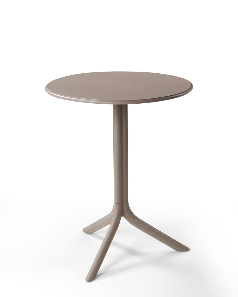 Brown 60.5 cm Nardi Spritz Outdoor Resin Round Dining Table, ideal for alfresco furniture setups, displayed on a plain white background, viewed from the front.