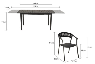 Auto Extension Table Auto Rope Chair Outdoor Dining Setting 5PC