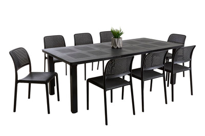 Nardi Levante Table Bora Armless Chair Outdoor Dining Setting 9PC