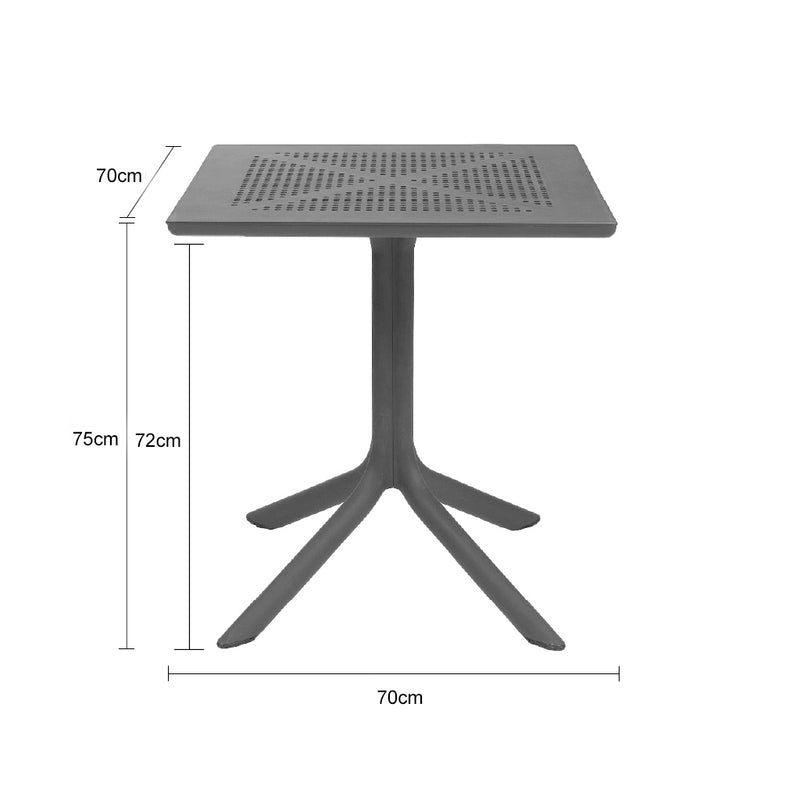 Stylish and durable Nardi Clip Outdoor Dining Table in anthracite and white options.